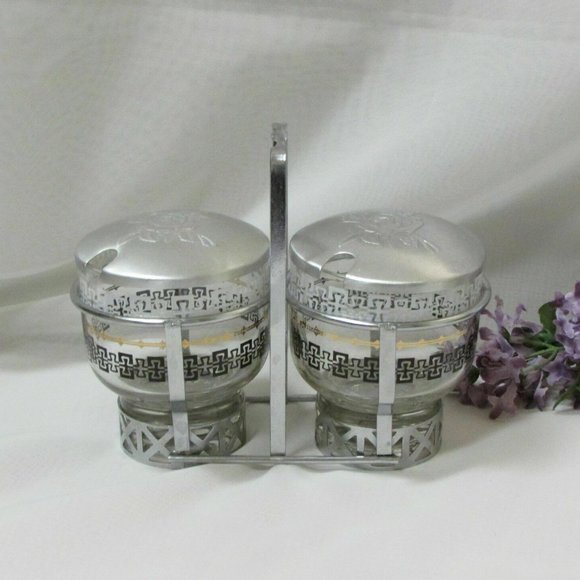 Vintage Libbey Condiment Server Jam Jars Glass Bowls Mid-Century Tableware - Picture 1 of 10